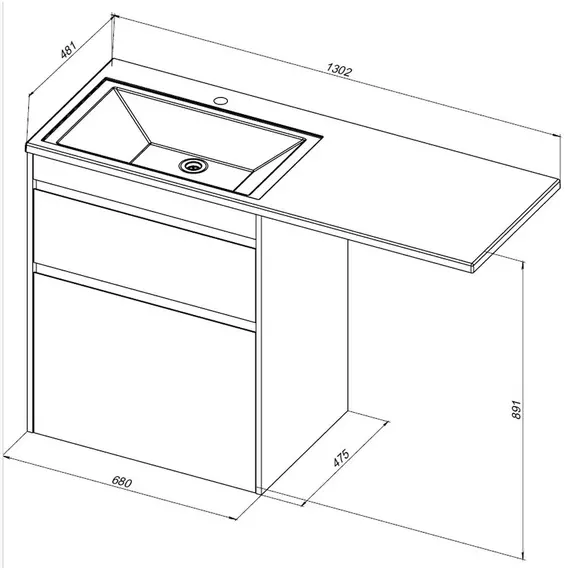 Тумба напольная с раковиной-столешницей Aquanet Токио 130 см 00333652 R, дуб веллингтон - фото 15