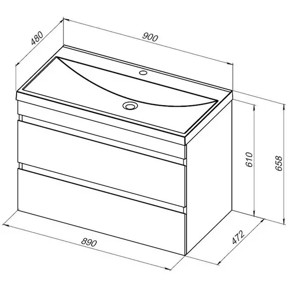 Тумба подвесная с раковиной Aquanet Нота New 90 см 00334193, дуб веллингтон табак - фото 14
