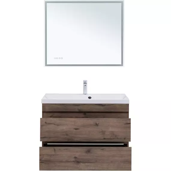 Тумба подвесная с раковиной Aquanet Нота New 90 см 00334193, дуб веллингтон табак - фото 8