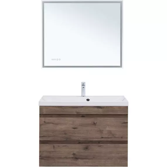 Тумба подвесная с раковиной Aquanet Нота New 90 см 00334193, дуб веллингтон табак - фото 7