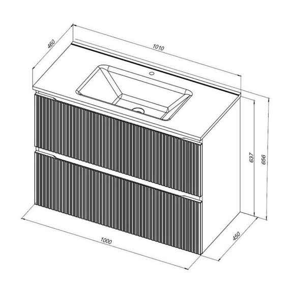 Тумба подвесная с раковиной Aquanet Джейн (Flat) 100 см 00335426, белый матовый - фото 11