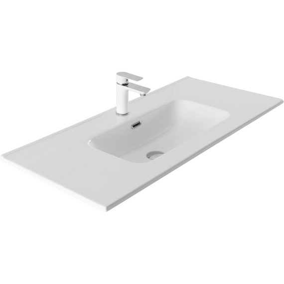 Тумба подвесная с раковиной Aquanet Джейн (Flat) 100 см 00335426, белый матовый - фото 2