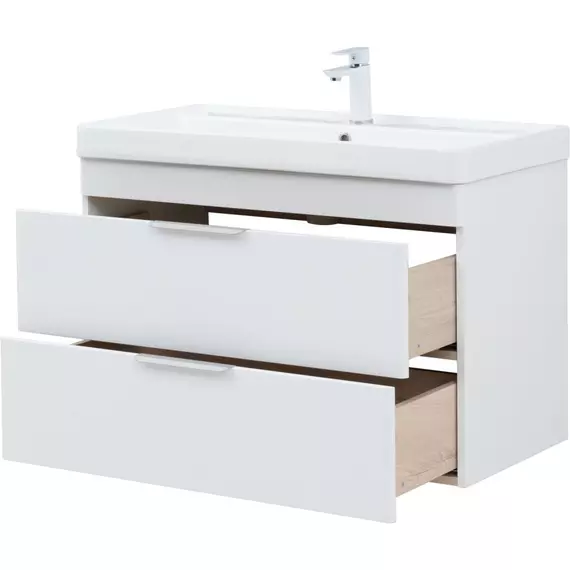 Тумба подвесная с раковиной Aquanet Ирис New 90 см 00336311, белый глянец - фото 7