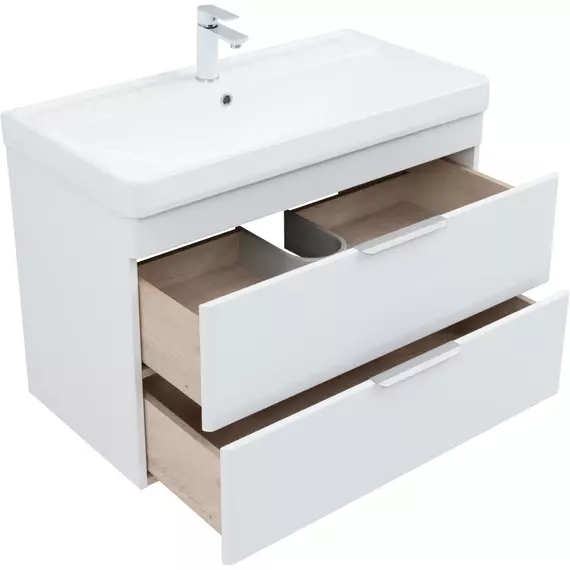 Тумба подвесная с раковиной Aquanet Ирис New 90 см 00336311, белый глянец - фото 3