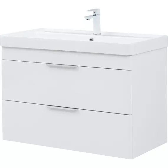 Тумба подвесная с раковиной Aquanet Ирис New 90 см 00336311, белый глянец - фото 8