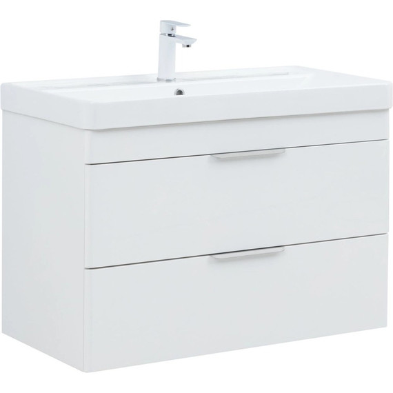 Тумба подвесная с раковиной Aquanet Ирис New 90 см 00336311, белый глянец - фото 