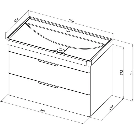 Тумба подвесная с раковиной Aquanet Ирис New 90 см 00336311, белый глянец - фото 17