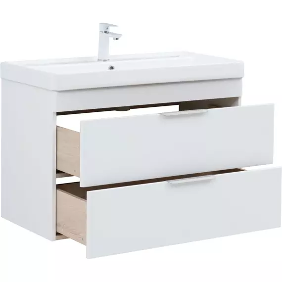 Тумба подвесная с раковиной Aquanet Ирис New 90 см 00336311, белый глянец - фото 4