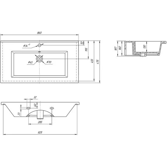 Тумба подвесная с раковиной Aquanet Милан 85 см 00339969, дуб рошелье - фото 10