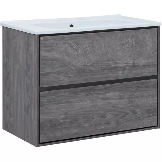 Тумба подвесная с раковиной Aquanet Милан 85 см 00339969, дуб рошелье - фото 