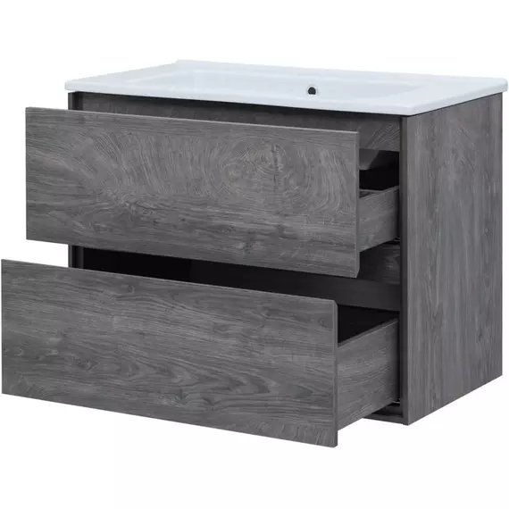 Тумба подвесная с раковиной Aquanet Милан 85 см 00339969, дуб рошелье - фото 8