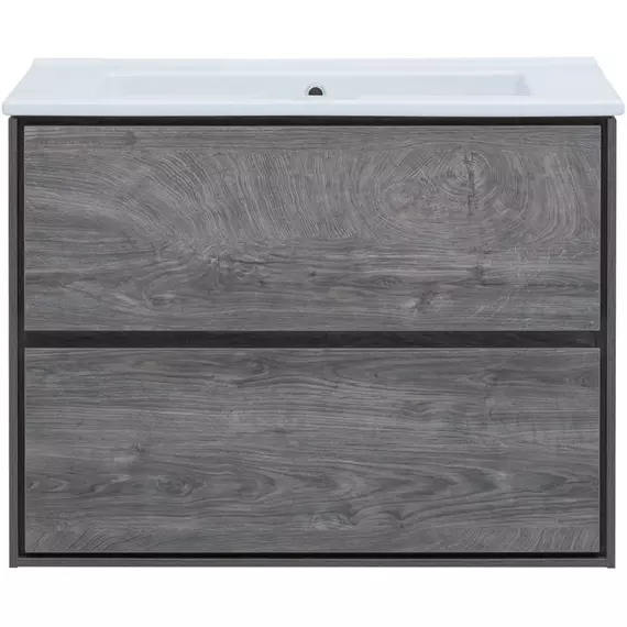 Тумба подвесная с раковиной Aquanet Милан 85 см 00339969, дуб рошелье - фото 6