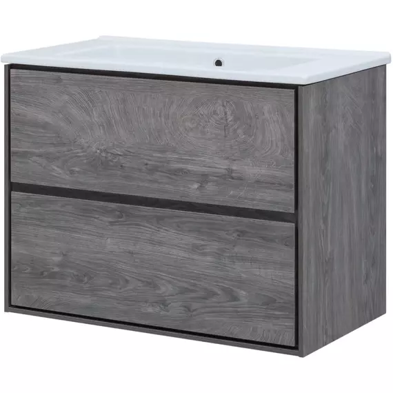 Тумба подвесная с раковиной Aquanet Милан 85 см 00339969, дуб рошелье - фото 9