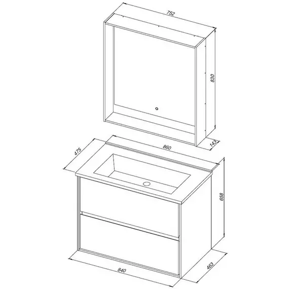 Тумба подвесная с раковиной Aquanet Милан 85 см 00339969, дуб рошелье - фото 11
