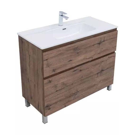 Тумба напольная с раковиной Aquanet Алвита New 100 см 00344130, дуб веллингтон табак - фото 