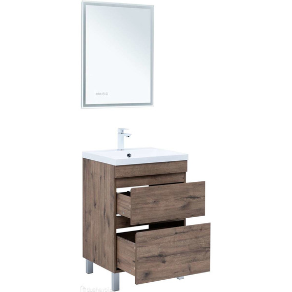 Тумба напольная с раковиной Aquanet Нота New 60 см 00344139, дуб веллингтон табак - фото 5