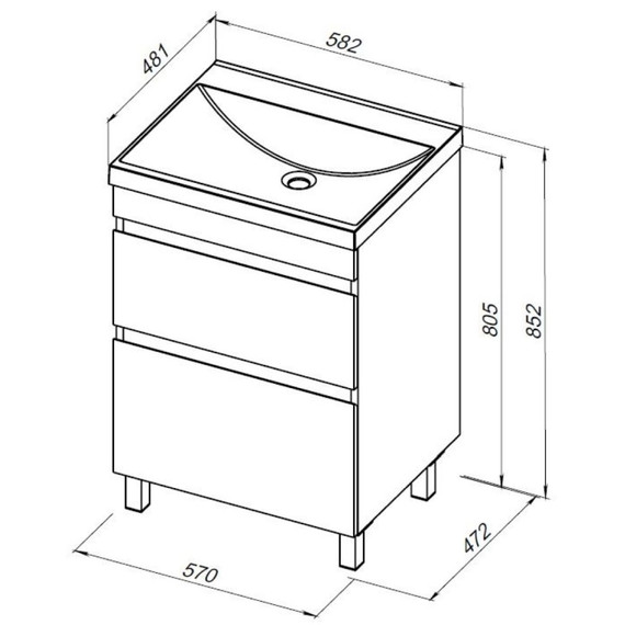 Тумба напольная с раковиной Aquanet Нота New 60 см 00344139, дуб веллингтон табак - фото 11