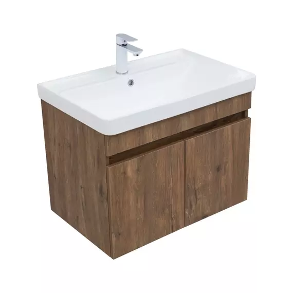 Тумба подвесная с раковиной Aquanet Оптима 70 см 00344796, дуб рустикальный - фото 