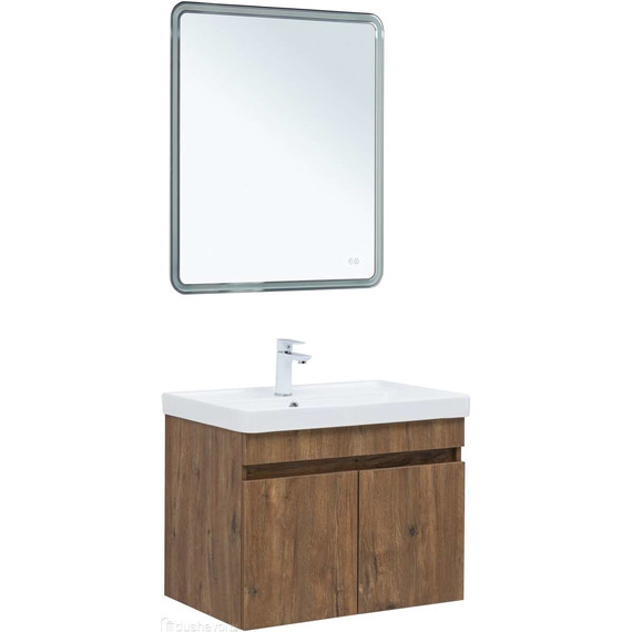 Тумба подвесная с раковиной Aquanet Оптима 70 см 00344796, дуб рустикальный - фото 4