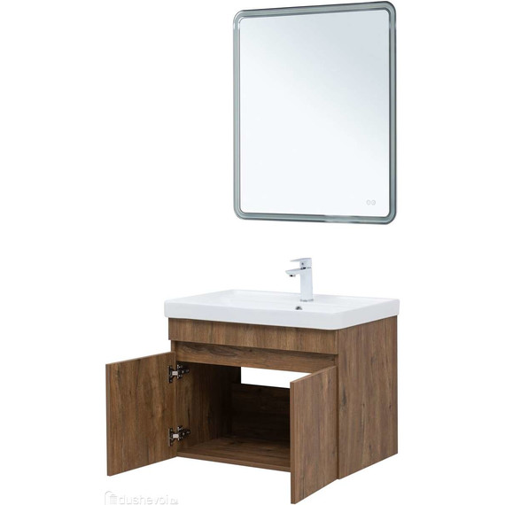 Тумба подвесная с раковиной Aquanet Оптима 70 см 00344796, дуб рустикальный - фото 8