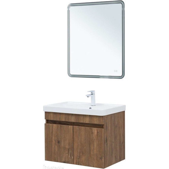 Тумба подвесная с раковиной Aquanet Оптима 70 см 00344796, дуб рустикальный - фото 9