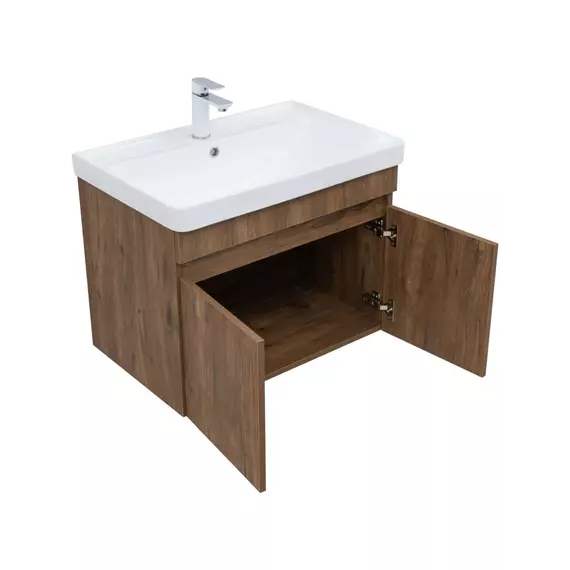 Тумба подвесная с раковиной Aquanet Оптима 70 см 00344796, дуб рустикальный - фото 3