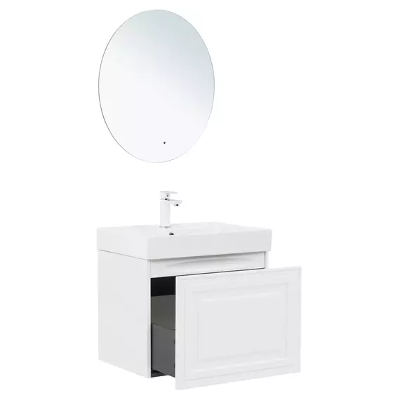 Тумба подвесная с раковиной Aquanet Агата 60 см 00345480, белый сатин - фото 5