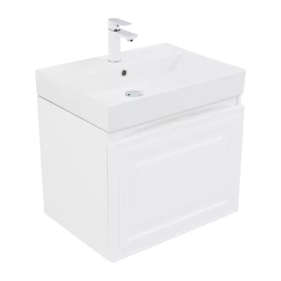 Тумба подвесная с раковиной Aquanet Агата 60 см 00345480, белый сатин - фото 