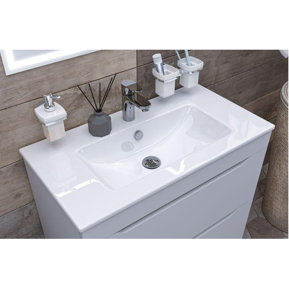 Тумба подвесная с раковиной Aquanet Практика 80 см 00347965, белый глянец - фото 5