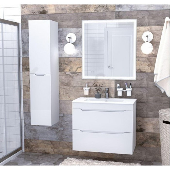 Тумба подвесная с раковиной Aquanet Практика 80 см 00347965, белый глянец - фото 7