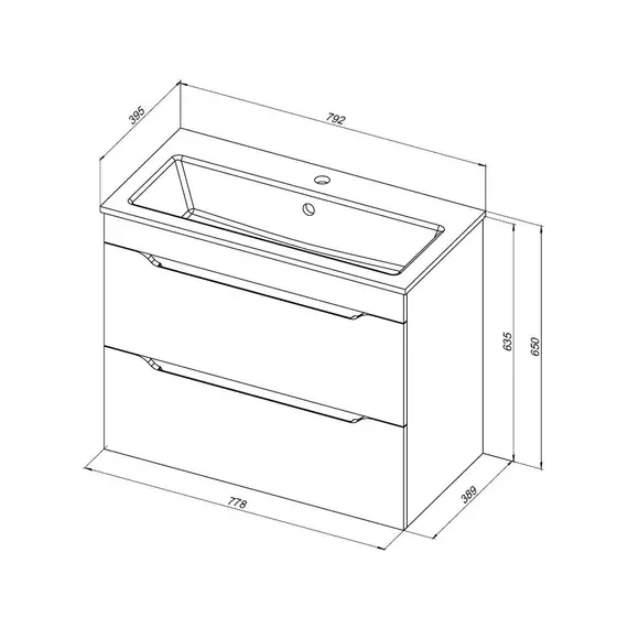 Тумба подвесная с раковиной Aquanet Практика 80 см 00347965, белый глянец - фото 11