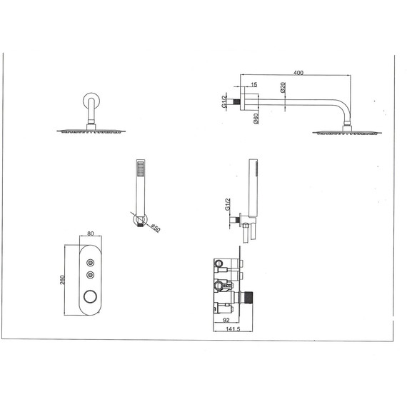 Душевая система для душа с термостатом SantiLine SL-9016MB, чёрный матовый - фото 7