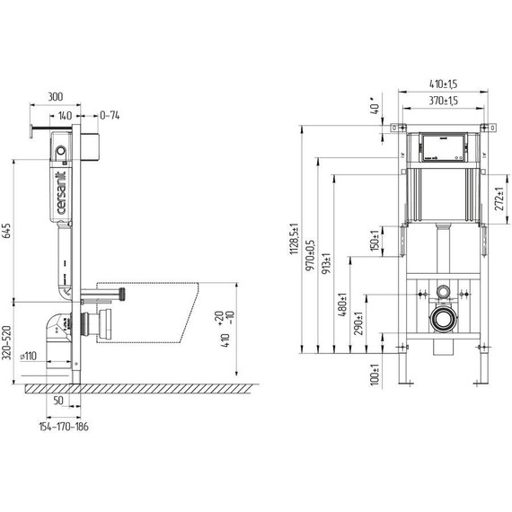 Инсталляция для подвесного унитаза Cersanit Aqua 40 Smart M A63475 - фото 13