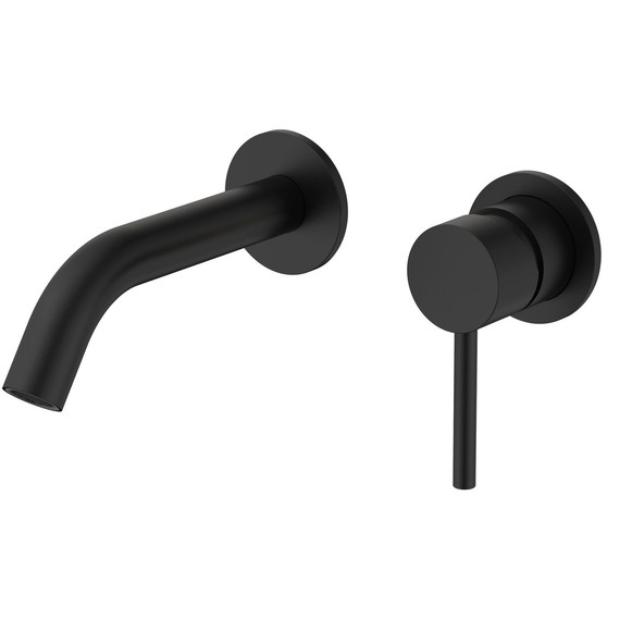 Смеситель для раковины настенный SantiLine SL-9005MB (со скрытой частью) чёрный матовый - фото 