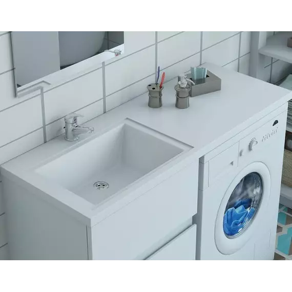 Тумба подвесная с раковиной-столешницей Aquanet Токио 130 см 00236917 L, белый - фото 4