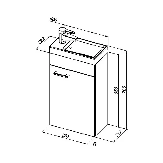Тумба подвесная с раковиной Aquanet Нота 40 см L (Moduo) 00246954, белый - фото 12
