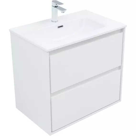 Тумба подвесная с раковиной Aquanet Милан 70 см 00336368, белый глянец - фото 3