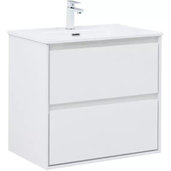 Тумба подвесная с раковиной Aquanet Милан 70 см 00336368, белый глянец - фото 