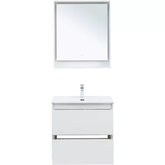 Тумба подвесная с раковиной Aquanet Милан 70 см 00336368, белый глянец - фото 6