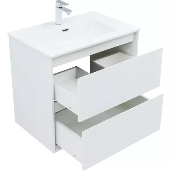 Тумба подвесная с раковиной Aquanet Милан 70 см 00336368, белый глянец - фото 4