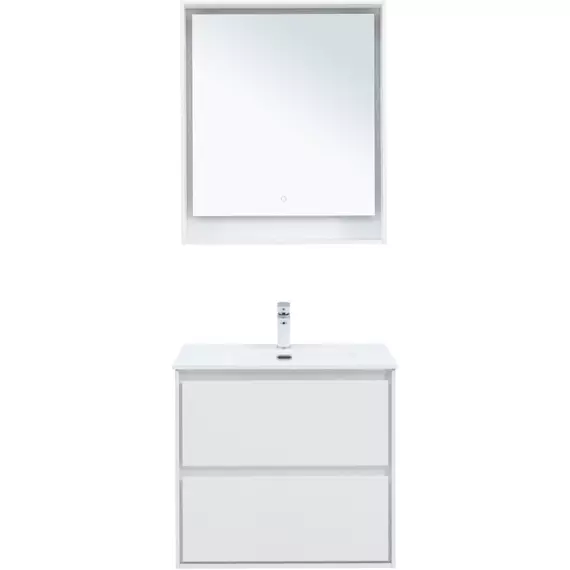 Тумба подвесная с раковиной Aquanet Милан 70 см 00336368, белый глянец - фото 7