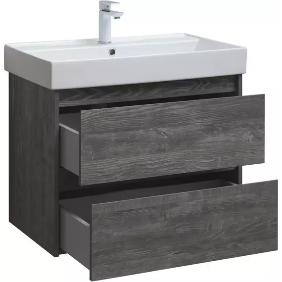 Тумба подвесная с раковиной Aquanet Nova Lite 75 см 00287890, дуб серый - фото 5