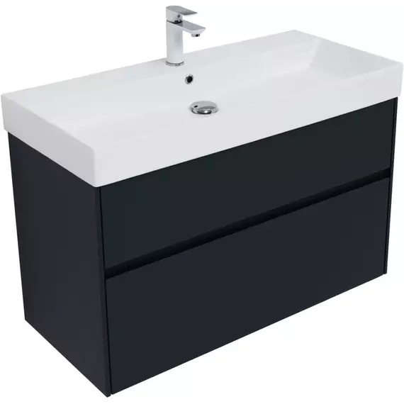 Тумба подвесная с раковиной Aquanet Бруклин 100 см 00310139, антрацит матовый - фото 3