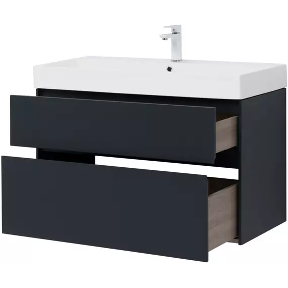 Тумба подвесная с раковиной Aquanet Бруклин 100 см 00310139, антрацит матовый - фото 8