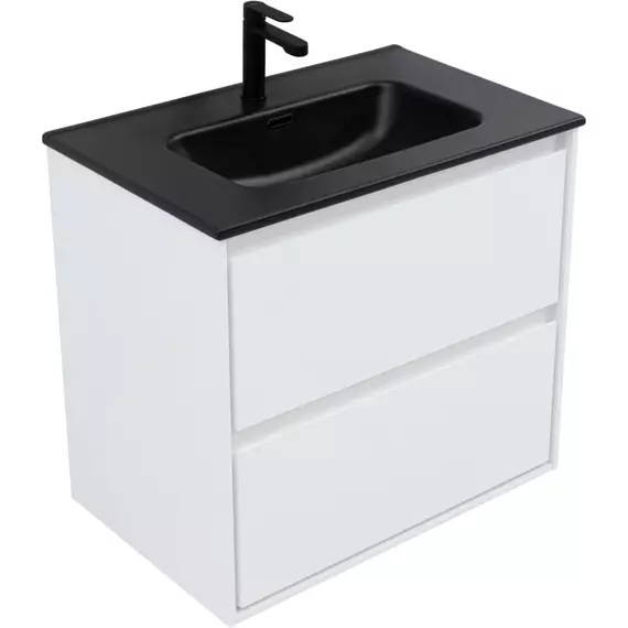 Тумба подвесная с раковиной Aquanet Милан 70 см 00336368 (раковина Aquanet Flat 70 см) белый глянец - фото 