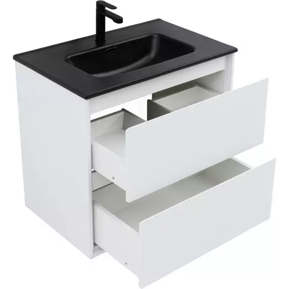 Тумба подвесная с раковиной Aquanet Милан 70 см 00336368 (раковина Aquanet Flat 70 см) белый глянец - фото 3