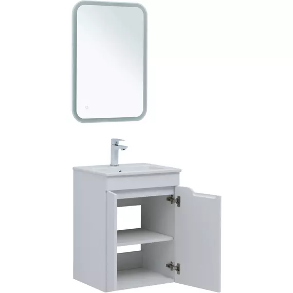 Тумба подвесная с раковиной Aquanet Практика 50 см 00330451, белый матовый - фото 6