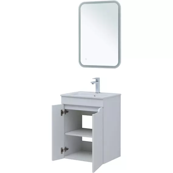 Тумба подвесная с раковиной Aquanet Практика 50 см 00330451, белый матовый - фото 9