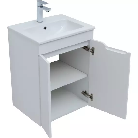 Тумба подвесная с раковиной Aquanet Практика 50 см 00330451, белый матовый - фото 4