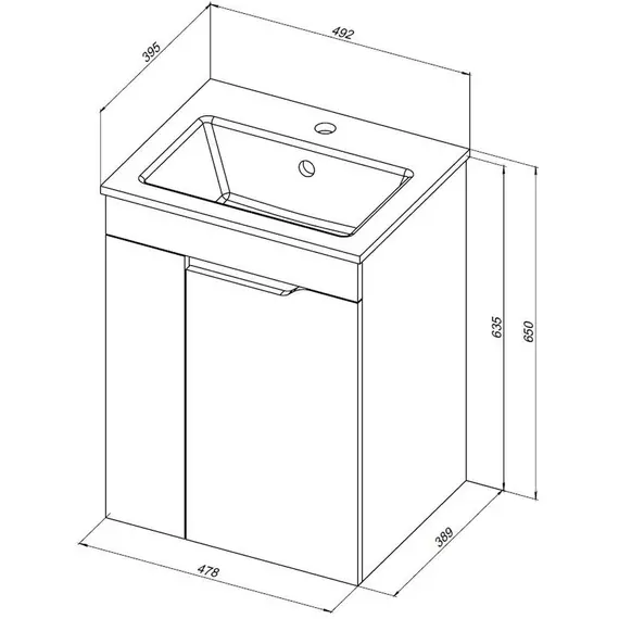Тумба подвесная с раковиной Aquanet Практика 50 см 00330451, белый матовый - фото 14